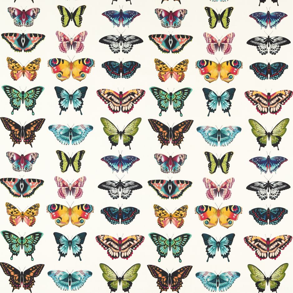 Harlequin Indoor Outdoor Prints Papilio Flamingo/Papaya/Loganberry Fabric