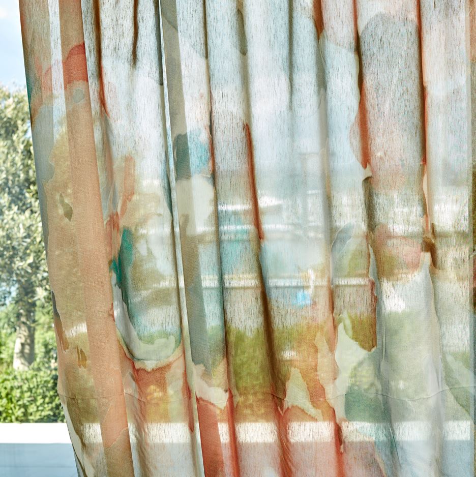 Harlequin Sheers 1 Foresta Baked Terracotta Fabric