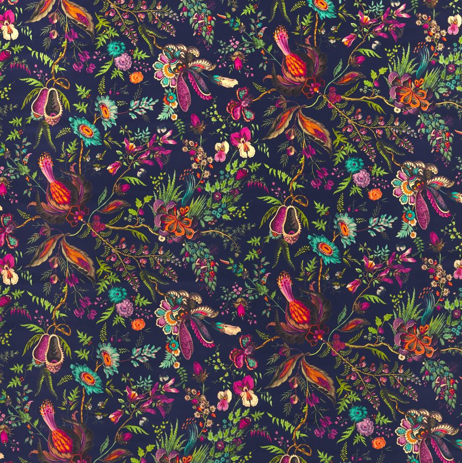 Harlequin x Sophie Robinson Wonderland Floral Sapphire/Spinel/Emerald Fabric