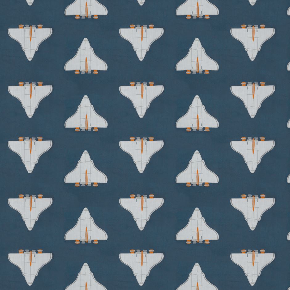 Harlequin Space Shuttle Apricot/Navy Fabric