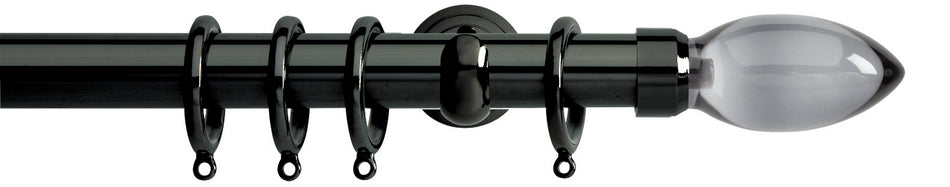 Neo Premium 28mm Pole Black Nickel Cup Smoke Grey Teardrop