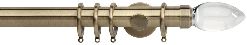 Neo Premium 35mm Pole Spun Brass Clear Teardrop