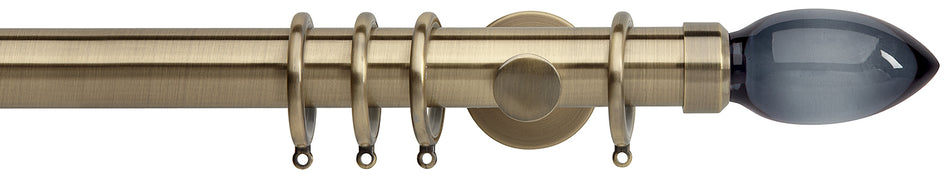 Neo Premium 35mm Pole Spun Brass Smoke Grey Teardrop
