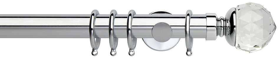 Neo Premium 35mm Pole Chrome Clear Faceted Ball