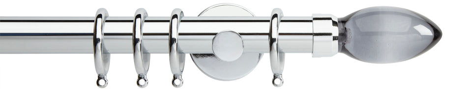 Neo Premium 28mm Pole Chrome Cylinder Smoke Grey Teardrop