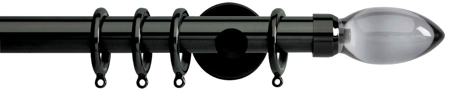 Neo Premium 28mm Pole Black Nickel Cylinder Smoke Grey Teardrop