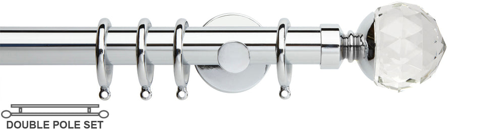 Neo Premium 19/28mm Double Pole Chrome Clear Faceted Ball