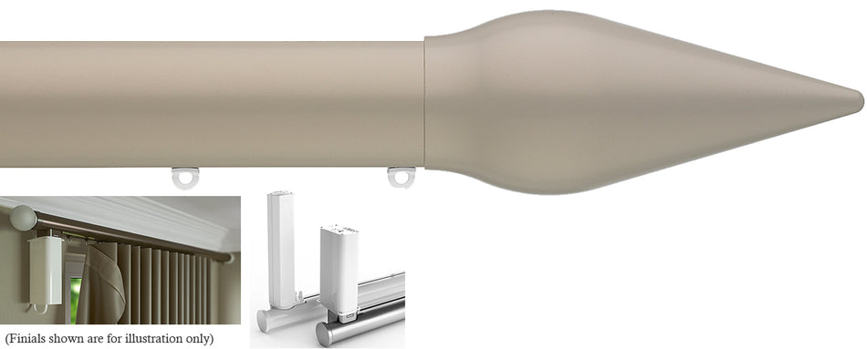 Silent Gliss Electric Metropole 50mm 7650 5190 Motor Taupe Spear Finial