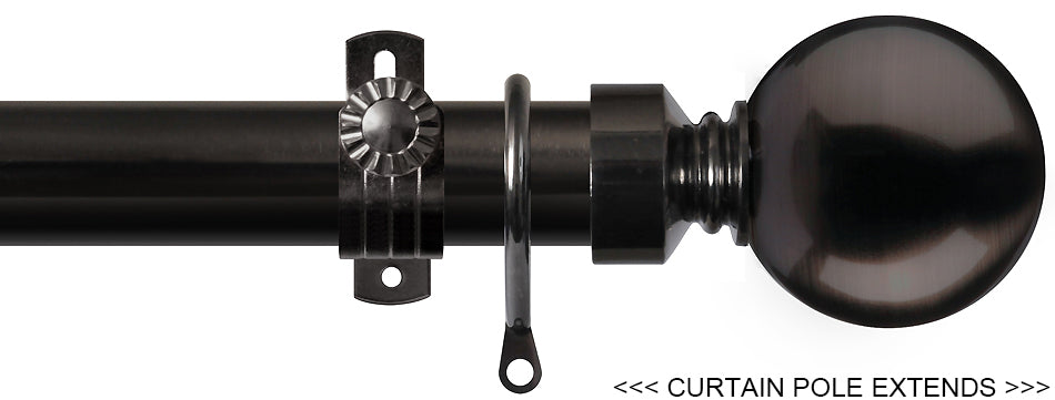 Renaissance 28/25mm Extensis Extendable Curtain Pole Black Nickel, Ball