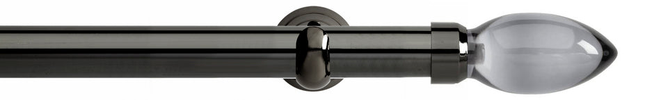 Neo Premium 28mm Eyelet Pole Black Nickel Cup Smoke Grey Teardrop