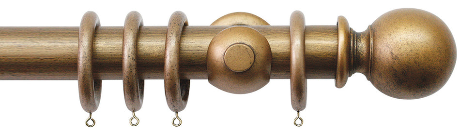 Jones Florentine 48mm Pole, Cup, Antique Gold, Plain Ball