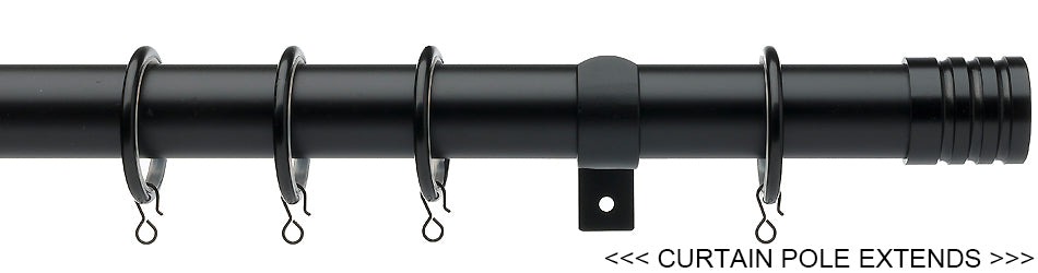 Universal 25/28mm Metal Extendable Curtain Pole, Black, Barrel