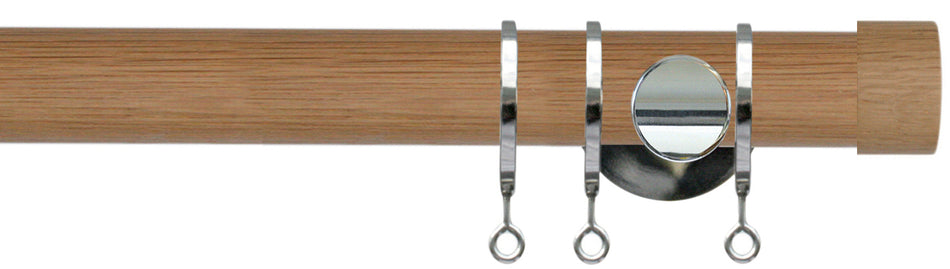 Jones Lunar 28mm Pole Oak & Chrome, Oak Endcap