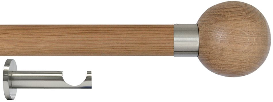 Jones Lunar 28mm Eyelet Pole Oak & Matt Nickel, Oak Sphere