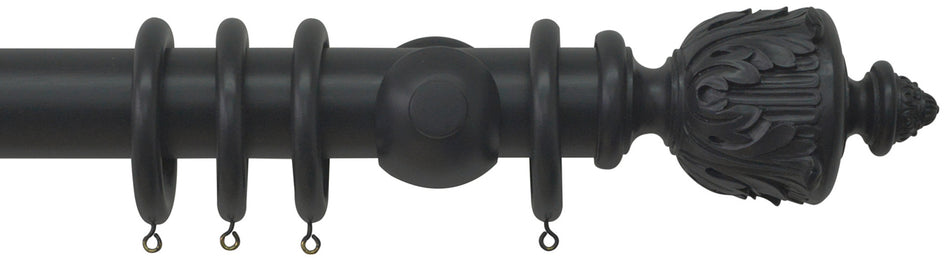 Jones Estate 50mm Handcrafted Wood Pole Charcoal, Acanthus