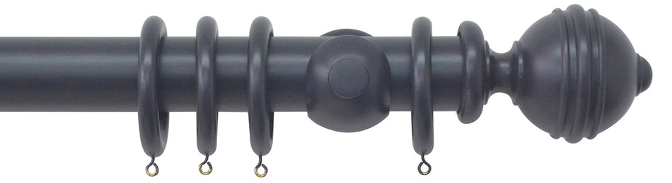 Jones Estate 50mm Handcrafted Wood Pole Basalt, Ribbed Ball