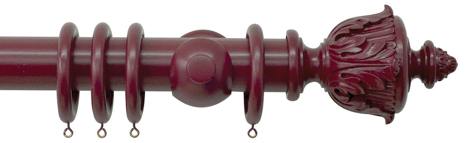 Jones Estate 50mm Handcrafted Wood Pole Claret, Acanthus