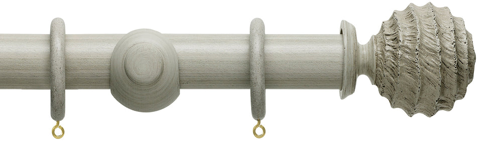 Hallis Origins 45mm Wood Pole, Flint Grey, Fossil Ball Finial