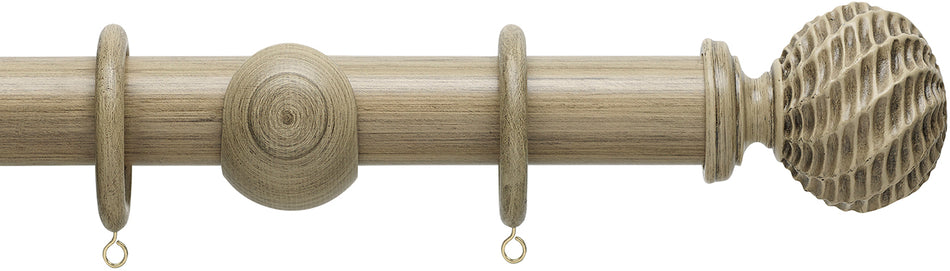 Hallis Origins 45mm Wood Pole, Quarry Stone, Ammonite Finial