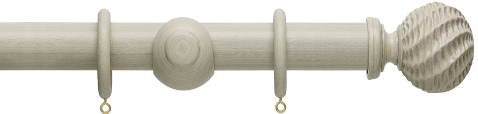 Hallis Origins 35mm Wood Pole, Limestone, Ammonite Finial