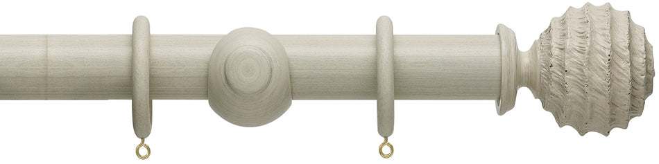 Hallis Origins 35mm Wood Pole, Flint Grey, Fossil Ball Finial