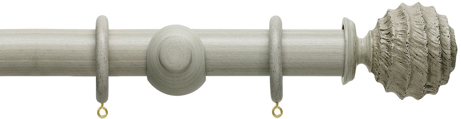 Hallis Origins 35mm Wood Pole, Flint Grey, Ammonite Finial