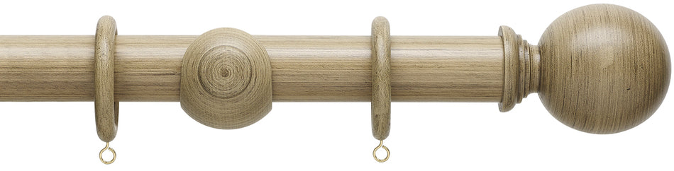 Hallis Origins 35mm Wood Pole, Quarry Stone, Ball Finial