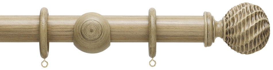 Hallis Origins 35mm Wood Pole, Quarry Stone, Ammonite Finial