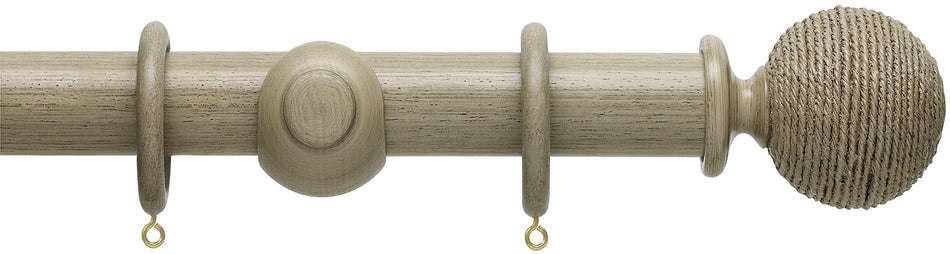 Hallis Origins 35mm Wood Pole, Millstone Grey, Twine Finial