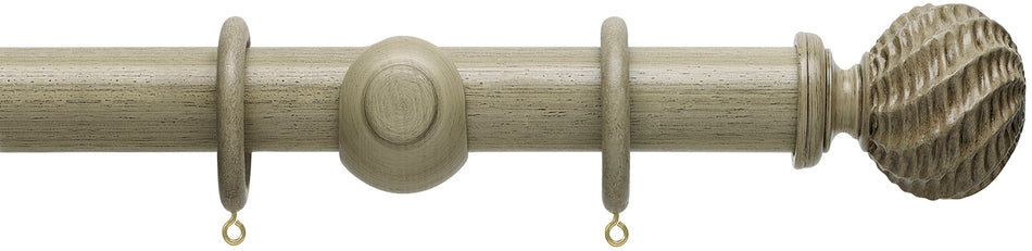 Hallis Origins 35mm Wood Pole, Millstone Grey, Ammonite Finial