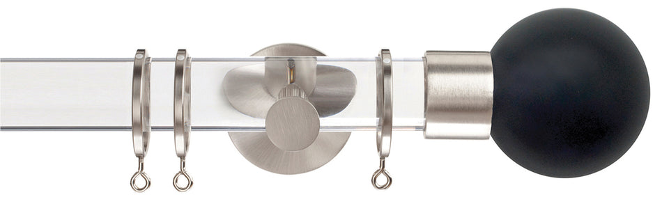 Jones Strand Acrylic 35mm Pole, Matt Nickel, Charcoal Painted Ball