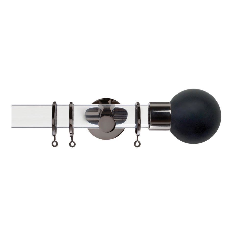 Jones Strand Acrylic 35mm Pole, Black Nickel, Charcoal Painted Ball