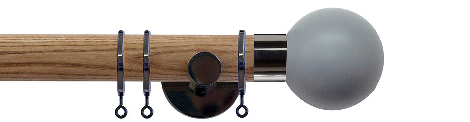 Jones Strand 35mm Wood Pole Light Oak, Black Nickel Painted Ball, Lead