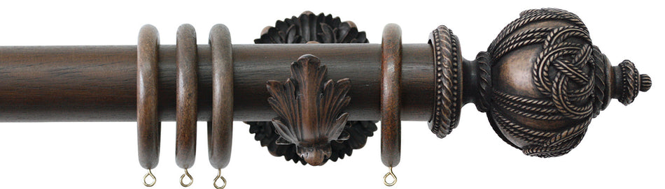 Jones Florentine 48mm Pole, Acanthus, Oak, Rope