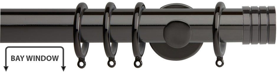 Neo 35mm Bay Window Pole Black Nickel Stud
